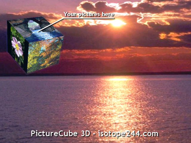 Picture Cube 3D - View images and photographs on a 3D cube.